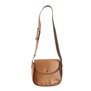 Madewell Leather Saddlebag Purse Whiskey Brown Transport Foldover Cross Body Bag